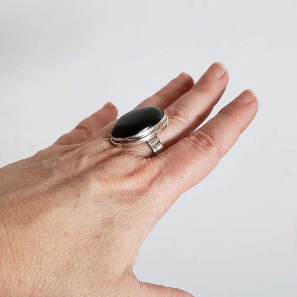 Big Unisex 925 BLACK ONYX Sterling Silver Ring Huge Large Women's Men's Jewelry - Picture 3 of 12